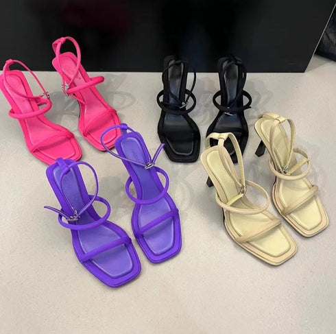 Ladies Buckle Strap Open Toe Heel